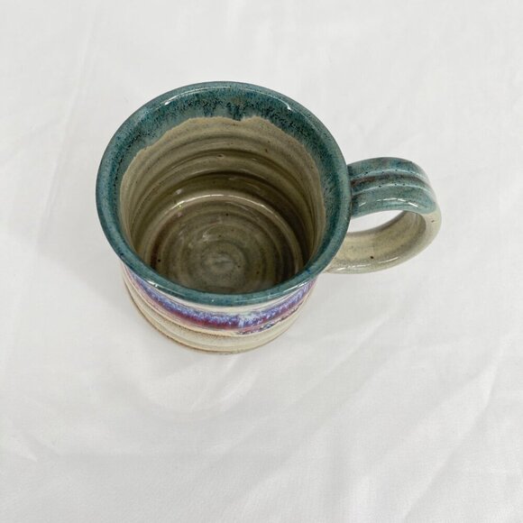 Handcrafted Artisan  Ceramic Mug With Colorful Glaze‎ Artist Signed - Picture 2 of 3